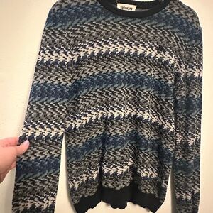 Brooklyn Industries Blue and Black Crewneck Sweater chevron 100% cotton‎ S
